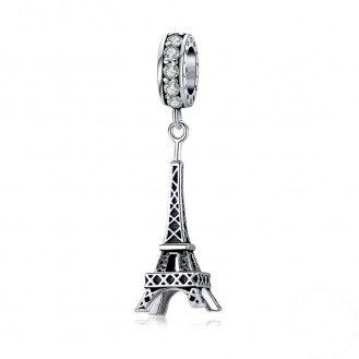 Stříbrný přívěsek se zirkony na náramek Pandora "Eiffelova věž". Ag 925/1000
