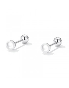 Dvojité stříbrné náušnice s umělými perlami "Kuličky". Ag 925/1000