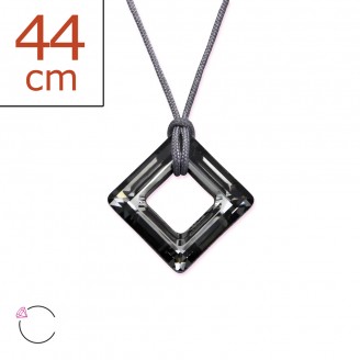 14 x 14  Šňůrkový náhrdelník s krystalem a stříbrným zapínáním "Mondeo". Ag 925/1000