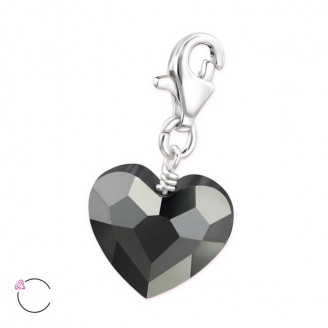 12x12 Stříbrný přívěsek s krystalem na náramek "AMOR" ch. Ag 925/1000