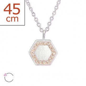 Stříbrný náhrdelník s krystaly "Romantícký". Ag 925/1000