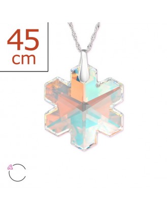 18x18 Stříbrný náhrdelník s krystalem "Snowflake". Ag 925/1000