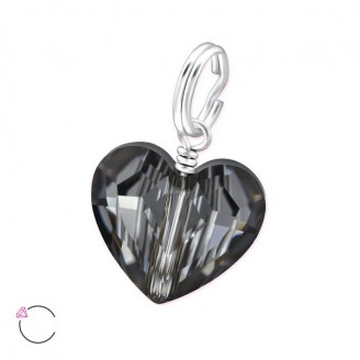 12x 12 Stříbrný přívěsek s krystalem na náramek "Srdce" sr. Ag 925/1000