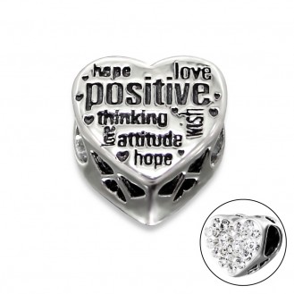 Stříbrný korálek s krystaly na Pandora náramek "Positive". Ag 925/1000