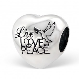 Korálek stříbrný na náramek Pandora "Love and Peace". Ag 925/1000