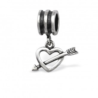 Stříbrný korálek na Pandora náramek s přívěskem "Pro zamilované". ox. Ag 925/1000