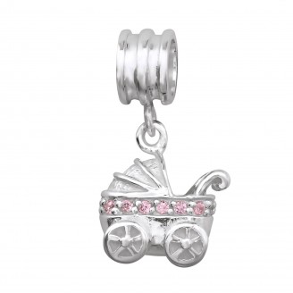 Stříbrný přívěsek se zirkony na Pandora náramek "Kočárek". Ag 925/1000