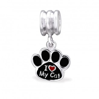 Stříbrný přívěsek na Pandora náramek "I love my cat". Ag 925/1000