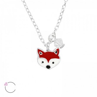 Dětský náhrdelník stříbrný s krystalem Swarovski" Liška". Ag 925/1000