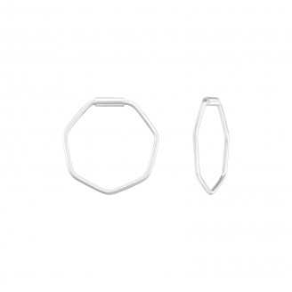 0,8x14 Stříbrné kruhové náušnice "Šestiúhelníky". Ag 925/1000