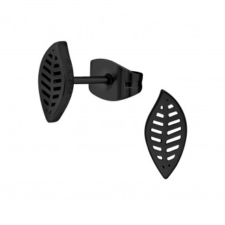 Náušnice z chirurgické oceli "Leaf" bk.