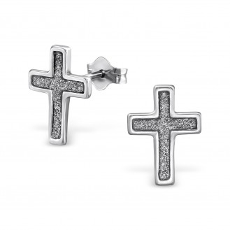 Stříbrné náušnice pecky "Crucis". Ag 925/1000