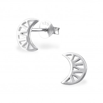 Stříbrné náušnice pecky "Stříbrny měsíc". Ag 925/1000