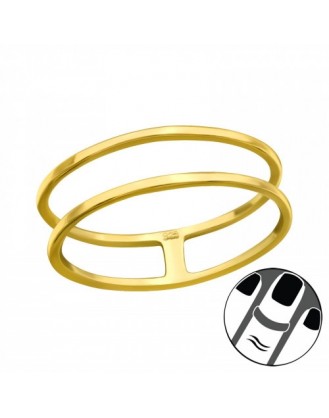 Pozlacený midi prsten ze stříbra "Simetrie". Ag 925/1000