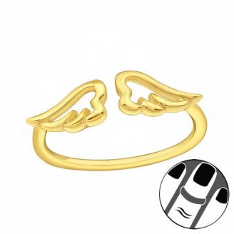Pozlacený stříbrný midi prsten "Zlatá andělská křídla". Ag 925/1000