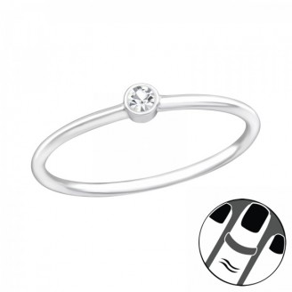 Midi prsten ze stříbra s krystalem "Solo". Ag 925/1000