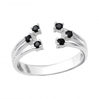 Stříbrný otevřený prsten se zirkony "Oppositio". Ag 925/1000