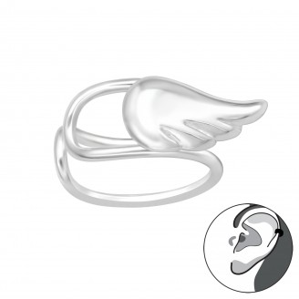 Stříbrná záušnice "Andělské křídlo". Ag 925/1000