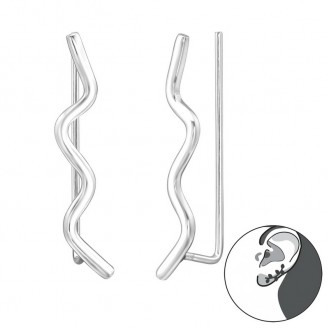 Stříbrné náušnice "Stříbrná vlnka". (Ear Pins)  Ag 925/1000