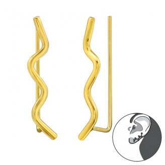 Pozlacené stříbrné náušnice "Zlatá vlnka". (Ear Pins)  Ag 925/1000