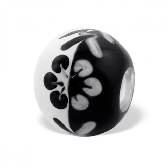 Stříbrný korálek na náramek Pandora "Stříbrný květ" černý. Ag 925/1000