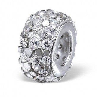 Korálek stříbrný s krystaly na Pandora náramek "Consummo". Ag 925/1000