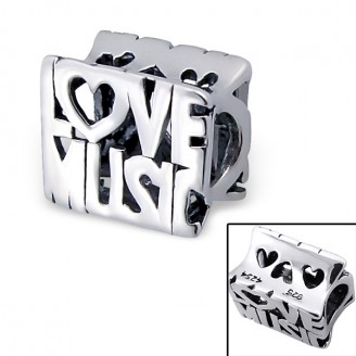 Stříbrný korálek na náramek Pandora "Love Music". Ag 925/1000