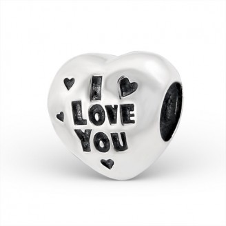 Stříbrný korálek na náramky Pandora "Miluji tě". Ag 925/1000