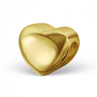 Stříbrný pozlacený korálek na Pandora náramek "Srdíčko" gold. Ag 925/1000