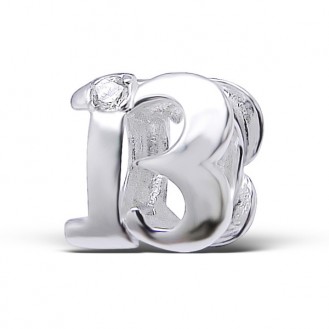 Stříbrný korálek se zirkony na náramek Pandora "13 let". Ag 925/1000