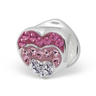 Stříbrný korálek s krystaly na Pandora náramek "Romantický". Ag 925/1000