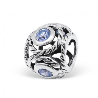 Korálek stříbrný s krystaly na Pandora náramek "Vitae". Ag 925/1000