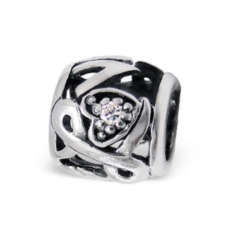 Korálek stříbrný se zirkony na Pandora náramek "Glittery". Ag 925/1000
