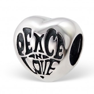 Korálek stříbrný na náramek Pandora "Peace and Love". Ag 925/1000