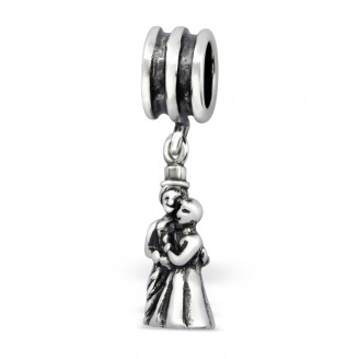 Stříbrný korálek s přívěskem "ženich a nevěsta" na Pandora náramek. Ag 925/1000