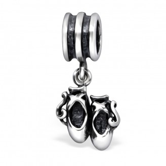 Stříbrný korálek s přívěskem "Baletní střevíčky" na Pandora náramek. Ag 925/1000