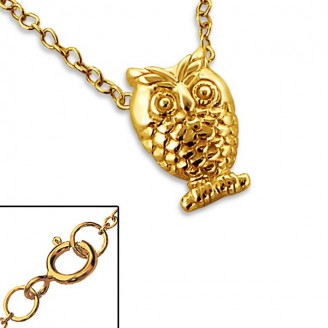 Stříbrný náhrdelník, pozlacený "Sova" gold. Ag 925/1000
