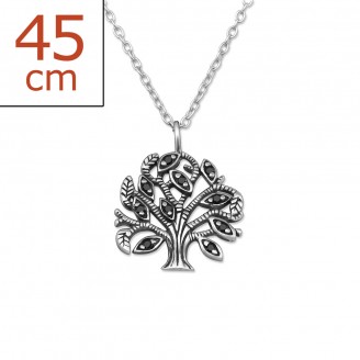 Stříbrný náhrdelník se zirkony "Lignum vitae". Ag 925/1000