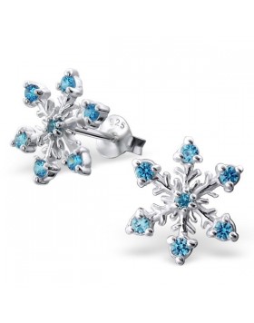 Stříbrné náušnice se zirkony "Sněhová vločka".Aq. Ag 925/1000