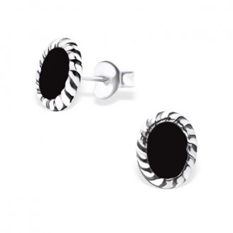 Stříbrné náušnice pro děti pecky "Seppia" black. Ag 925/1000