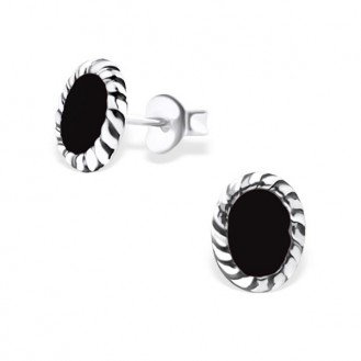 Stříbrné náušnice pro děti pecky "Seppia" black. Ag 925/1000