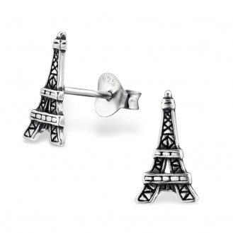 Stříbrné náušnice "Eiffelova věž". ox. Ag 925/1000