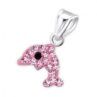 Dětský stříbrný přívěsek s krystaly "Delfínek". rose. Ag 925/1000