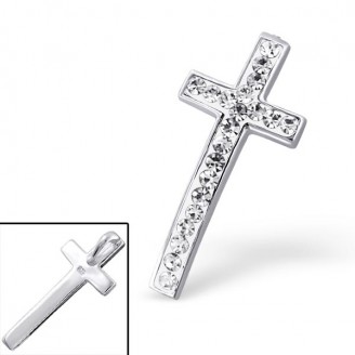 Stříbrný přívěsek s krystaly "Křišťálový křížek". Ag 925/1000