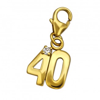 Stříbrný přívěsek pozlacený "40". Ag 925/1000 gp