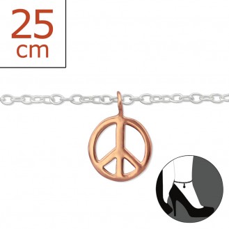 Stříbrný řetízek na nohu "Symbol míru". Ag 925/1000