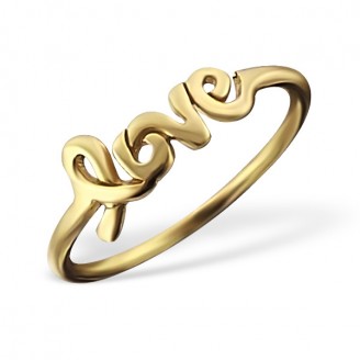 Pozlacený midi prsten ze stříbra "Love". Ag 925/1000