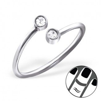 Midi prsten ze stříbra s krystaly "Duo". Ag 925/1000