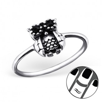 Stříbrný midi prsten s krystaly "Moudrá sova". Ag 925/1000