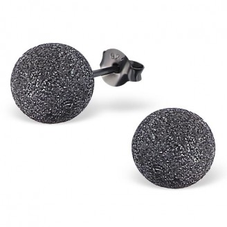 Stříbrné náušnice rutheniové s rozdrcenými diamanty "Cometes". 8x8. Ag 925/1000